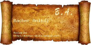 Bacher Anikó névjegykártya